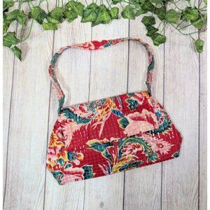 AMY 8 CHAN New York Mesh Mosaic FLORAL Shoulder MINI Bag Purse Zip Handbag Red